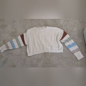 Women's Altar'd State Crop sweater with wide strips on arms soft cozy